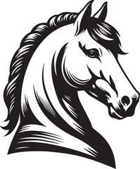 Black and White Berber Horse Vector Illustration – High-Quality Line Art Design