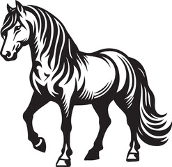 Black and White Berber Horse Vector Illustration – High-Quality Line Art Design