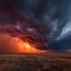 Obraz premium Fierce Sunset Storm Over Flatlands