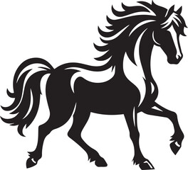 Black and White Berber Horse Vector Illustration – High-Quality Line Art Design