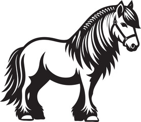 Black and White Berber Horse Vector Illustration – High-Quality Line Art Design