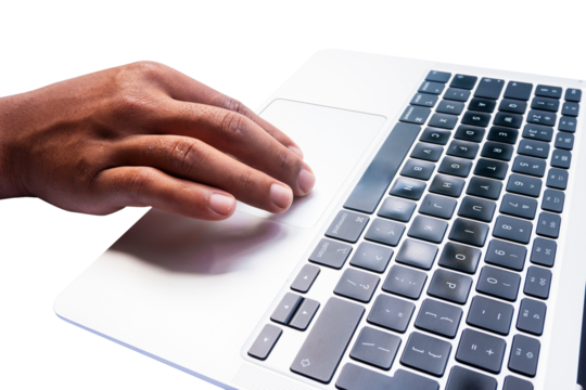 hand typing on keyboard isolated