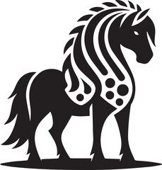 Black and White Berber Horse Vector Illustration – High-Quality Line Art Design