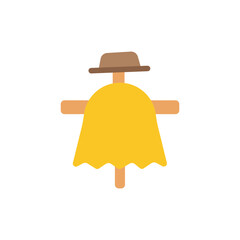 Cartoon scarecrow character on field protection, isolated, vector format, symbol