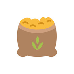 Simple stylized sack brimming with grain emblem on transparent backdrop