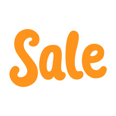 Orange SALE sign on transparent background in handwritten style for promotional posters and banner designs. Vector illustration.
