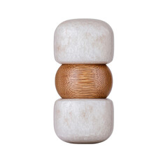 Abstract wooden and felt shape for design use isolated against a transparent background..