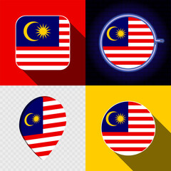 Set of modern icons with the national flag of Malaysia.