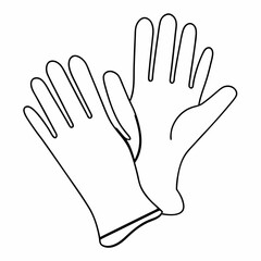 Outlined protective gloves on a transparent background ideal for medical and safety projects