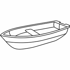 Outlined rowing boat illustration a transparent vector drawing suitable for water transportation and coastal designs
