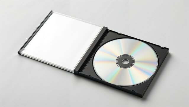 CD cover mockup with disc on white background for copy space