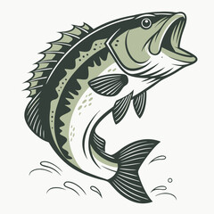 Fototapeta premium Striking vector illustration of a jumping fish suitable for various fishing and outdoor themed design projects showcasing an aquatic wildlife concept.