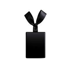 Fototapeta premium Elegant black tag with ribbon for branding isolated against a transparent background..