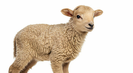 Fototapeta premium Adorable Lamb, Cute Sheep, Fluffy Baby Animal, Farm Animal