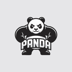 panda logo black and white