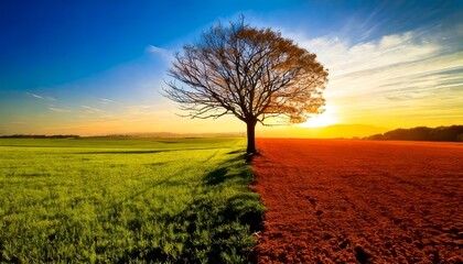 Obraz premium Half dead and alive tree outdoors, Environment change and ecology global warming concept