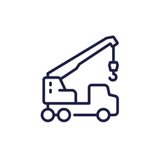 crane truck icon on white, simple line design