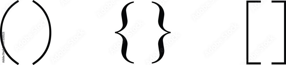 Fototapete text brackets icon set. black quotation marks. curly braces, double symmetric and angle. vintage typ