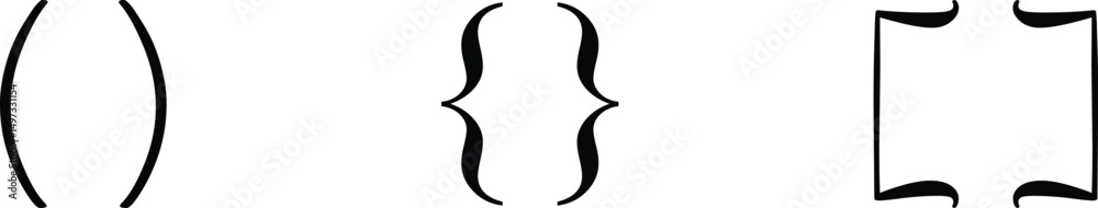 Fototapete text brackets icon set. black quotation marks. curly braces, double symmetric and angle. vintage typ
