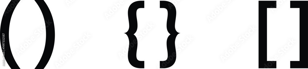 Fototapete text brackets icon set. black quotation marks. curly braces, double symmetric and angle. vintage typ