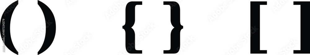 Fototapete text brackets icon set. black quotation marks. curly braces, double symmetric and angle. vintage typ