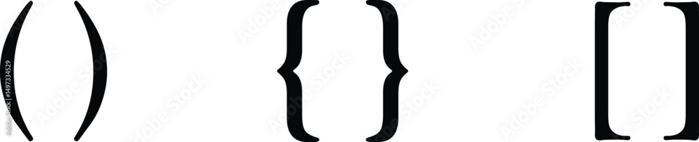 Fototapete text brackets icon set. black quotation marks. curly braces, double symmetric and angle. vintage typ