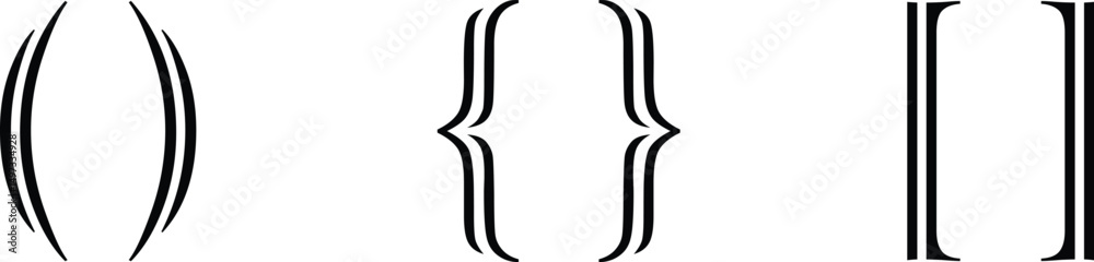 Fototapete text brackets icon set. black quotation marks. curly braces, double symmetric and angle. vintage typ