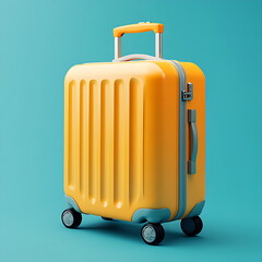 3d yellow suitcase icon illustration