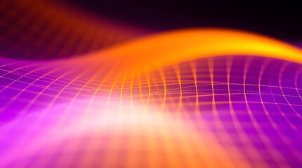 Obraz premium Abstract purple and orange wave grid digital art background
