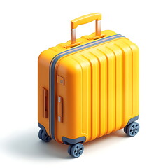 3d yellow suitcase icon illustration
