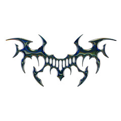 Metallic Tribal Wings Symbol – 3D Render on Transparent Background