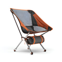 A lightweight, foldable camping chair with a net backrest is displayed on a clean, white background.