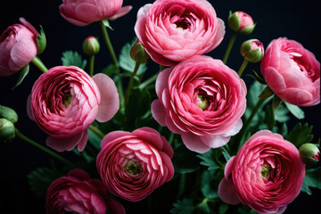 Obraz premium A bouquet of pink flowers arranged in a glass vase