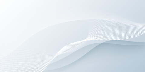 Vector abstract wave line pattern and dot line particle on white, gray color background. Modern graphic design. Flowing halftone, gradient curve shape for data futuristic, technology background