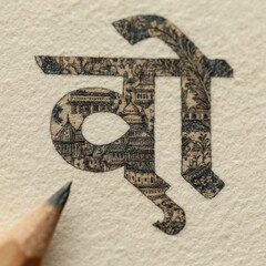 Devanagari Letter City Silhouette.