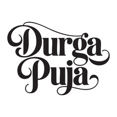 durga puja hand lettering text design