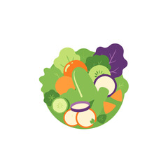Fresh vegetable salad illustration, nutritious concept, colorful design on white background