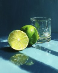 Limes and Glass of Water Still Life Photography