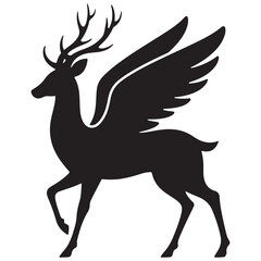 deer silhouette vector illustration with wings