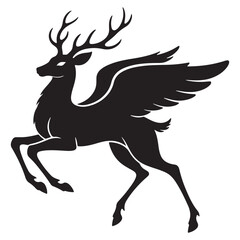  flying deer silhouette vector