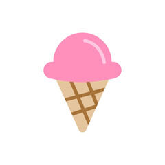Isolated pink ice cream cone with transparent backdrop for summer desserts