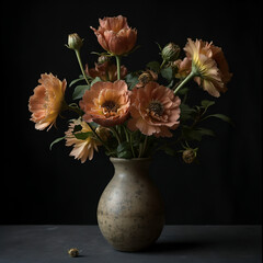 Isolated flower arrangement in a glass vase