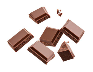 chocolate pieces isolated on white background
