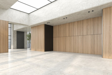 Modern style empty conceptual reception interior room 3d illustration