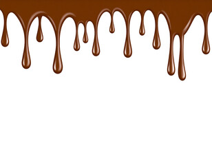 melted chocolate dripping on white background