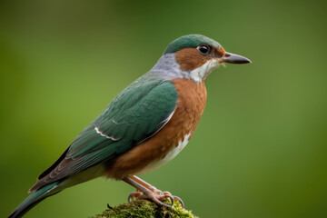 Obraz premium A colorful bird perched on a moss-covered branch