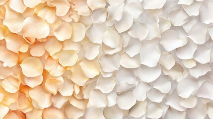 Rose petals in a gradient of peach and white.