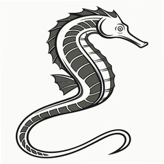 Fototapeta premium Striking silhouette illustration of a seahorse in gray and black with a transparent effect for diverse creative applications