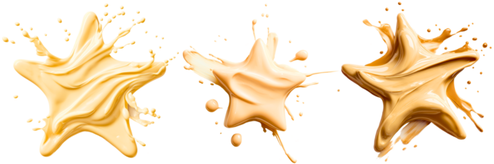 choice of 3 unique different color star shape swipes of foundation isolated over white (transparent) background