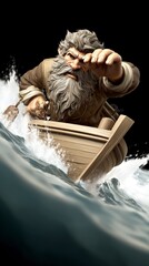 Sculptural Representation of a Figure in a Rowboat